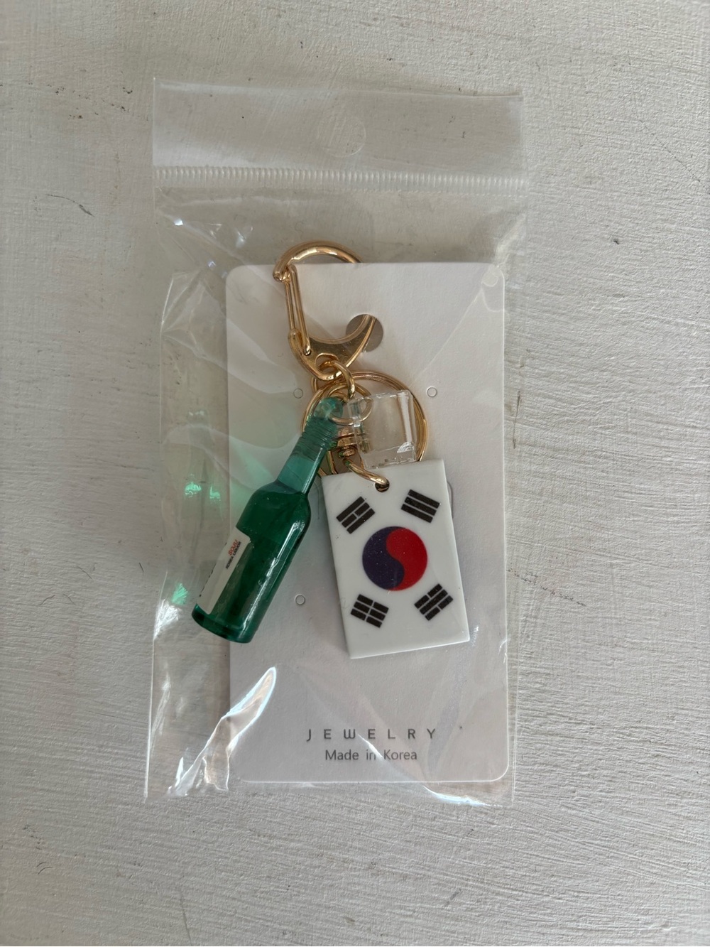 South Korea Soju Bottle and glass Miniature Key Chain souvenir - brand new